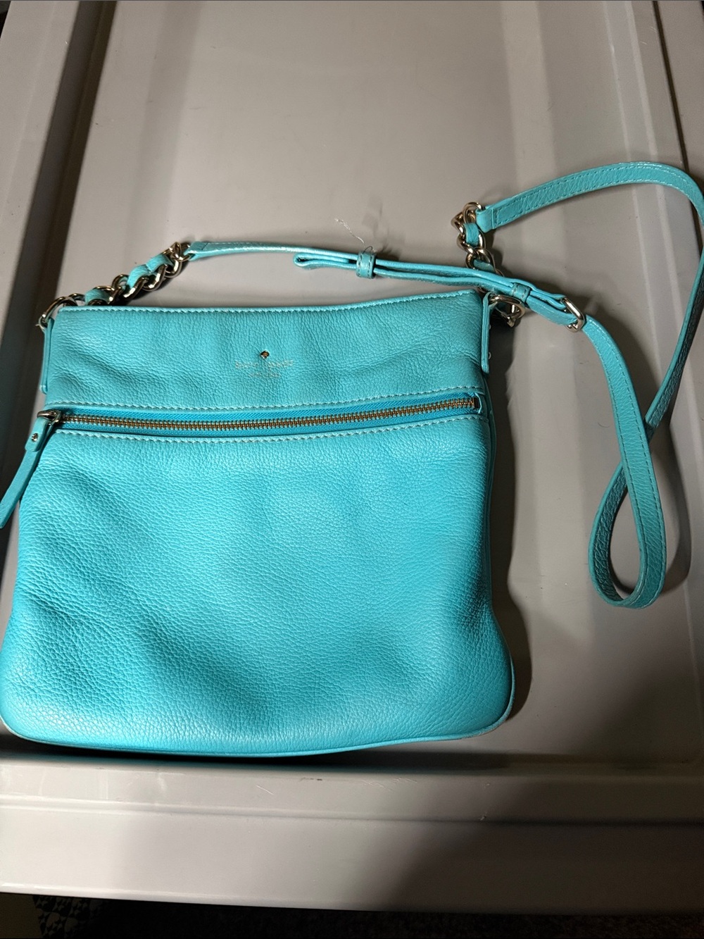 Kate Spade Turquoise Jackson pebbled leather crossbody bag